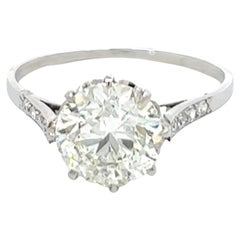 Vintage Art Deco GIA 2.40 Carats Round Brilliant Cut Diamond Platinum Engagement Ring