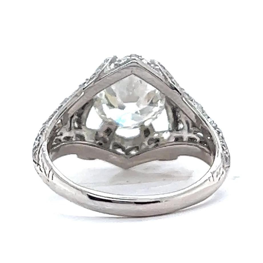 Art Deco GIA 2.41 Carats Diamond Platinum Engagement Ring 1