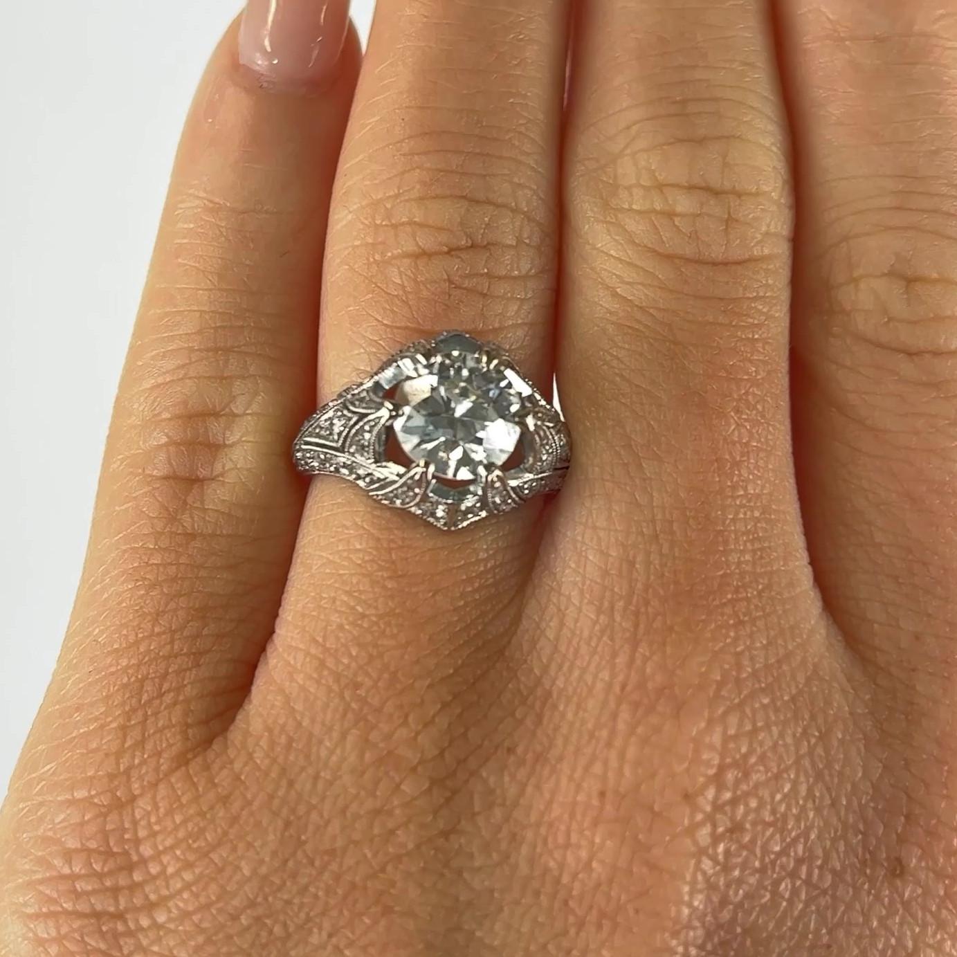 Brilliant Cut Art Deco GIA 2.41 Carats Diamond Platinum Engagement Ring