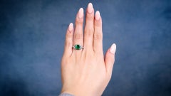 Art Deco GIA 2.42 Carat Brazilian Emerald and Diamond Silver Ring