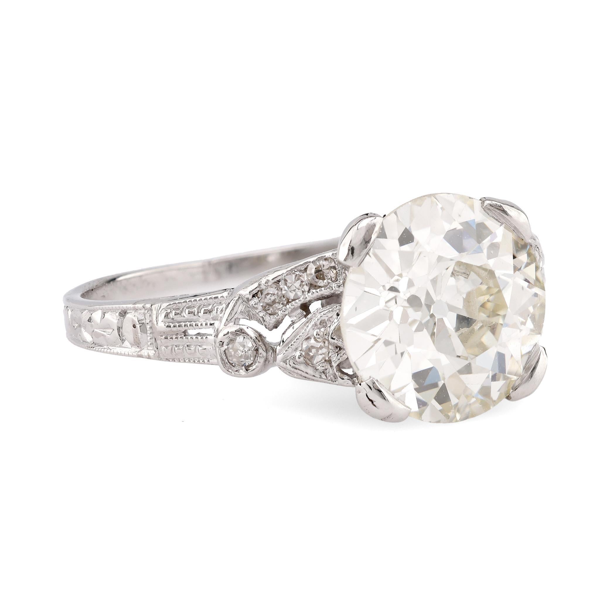 Art Deco GIA 2.54 Carat Old European Cut Diamond Platinum Engagement Ring In Excellent Condition In Beverly Hills, CA