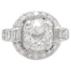 Anello di fidanzamento in platino Art Deco GIA da 2.58 carati con diamanti taglio old mine