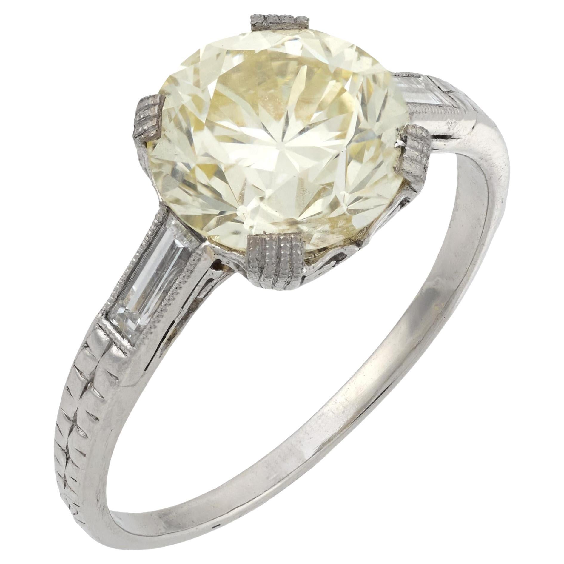 Art Deco GIA 2.63 carat diamond platinum engagement ring