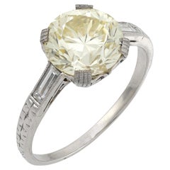 Anillo de compromiso Art Déco GIA 2.63 quilates diamante platino