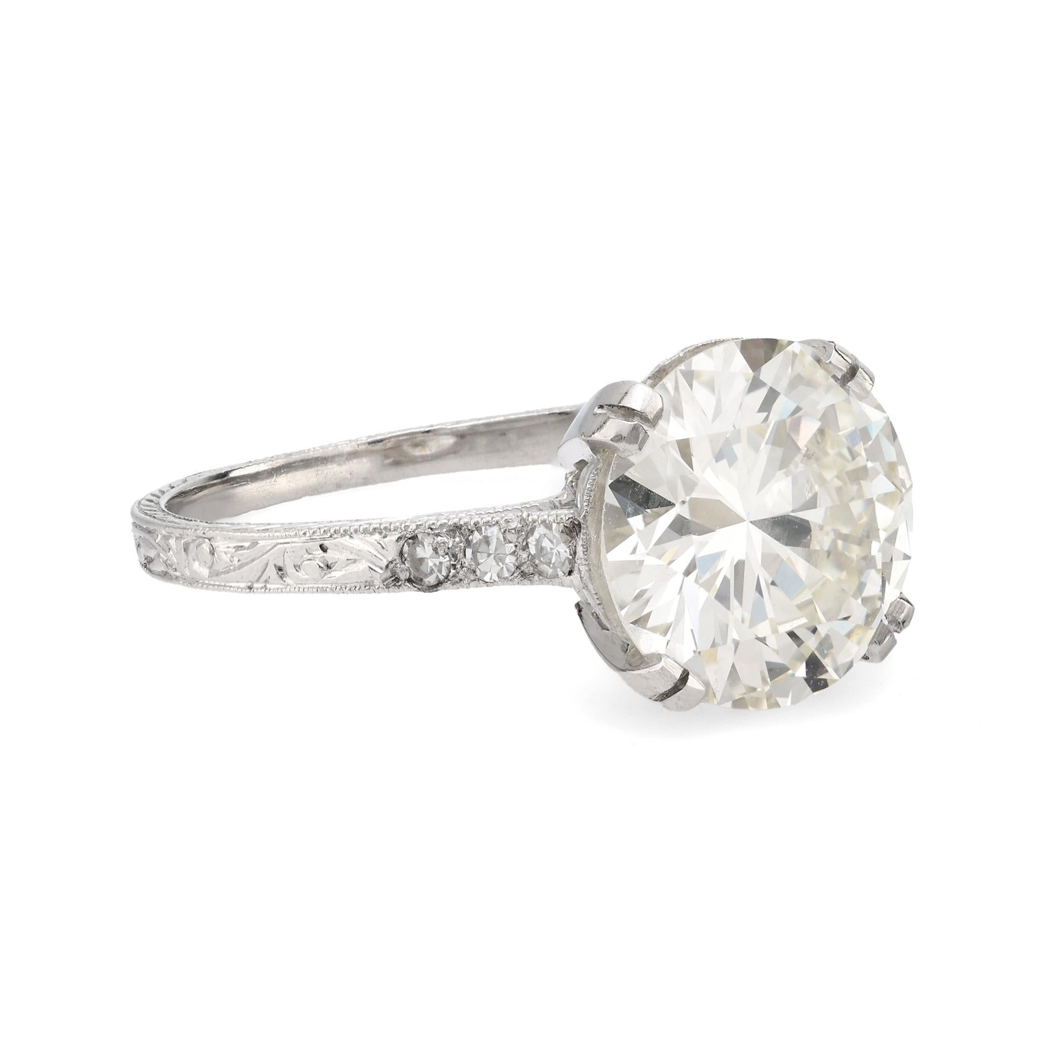 Single Cut Art Deco GIA 2.66 carat transitional cut diamond platinum engagement ring