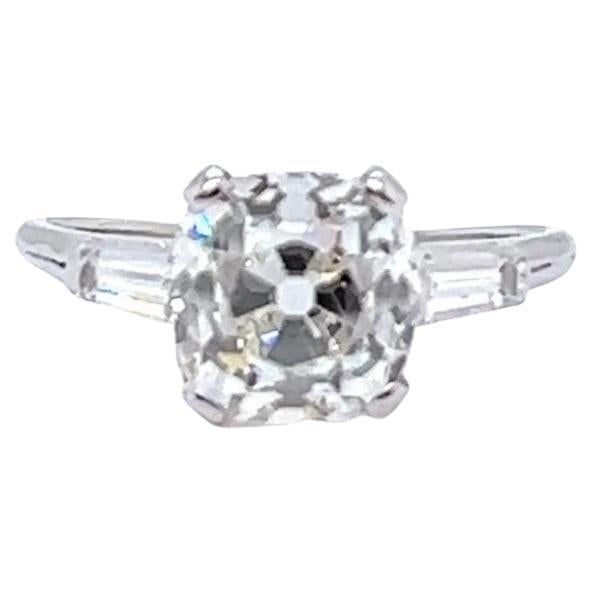 Art Deco GIA 2,74 Karat Diamant-Verlobungsring aus Platin mit altem Minenschliff für Damen oder Herren