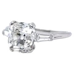Art Deco GIA 2.74 Carat Old Mine Cut Diamond Platinum Engagement Ring