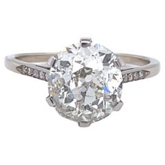 Art Deco GIA 2.82 Carat Old Mine Cut Diamond Platinum Solitaire Engagement Ring