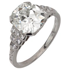 Art Deco GIA 2.93 carat old mine cut diamond platinum engagement ring
