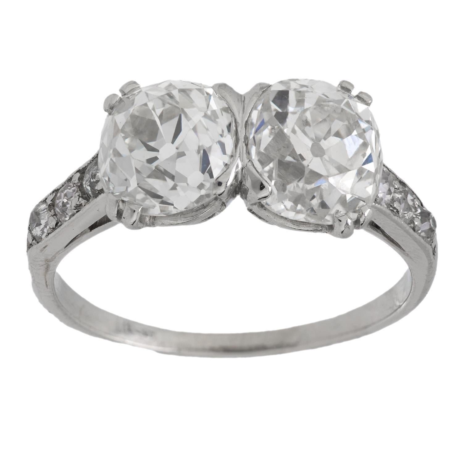 Art Deco GIA 2.95 carat old mine cut diamond platinum engagement ring