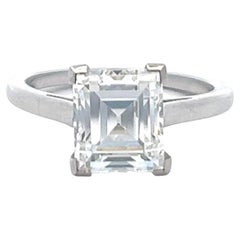 Art Deco Gia 2.96 Carats Elongated Carré Cut Diamond Platinum Engagement Ring