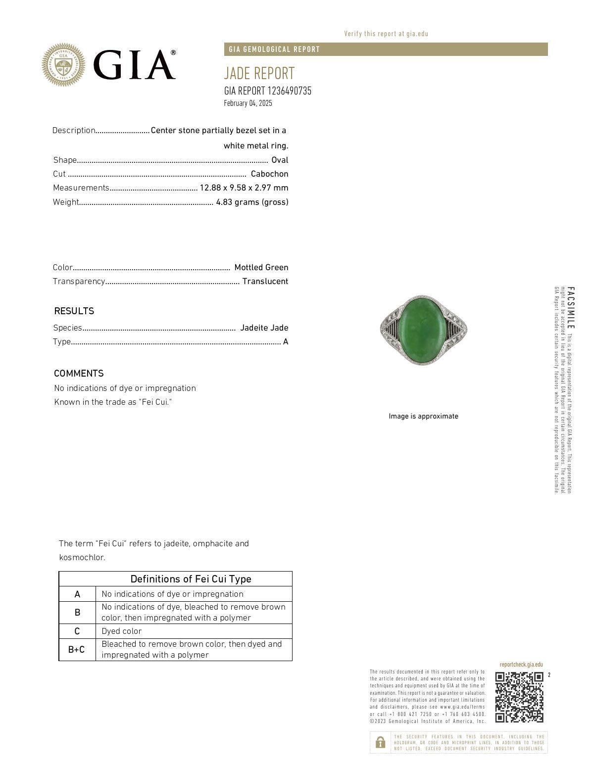 Art Deco GIA 3 carat jade French cut diamond platinum ring 1