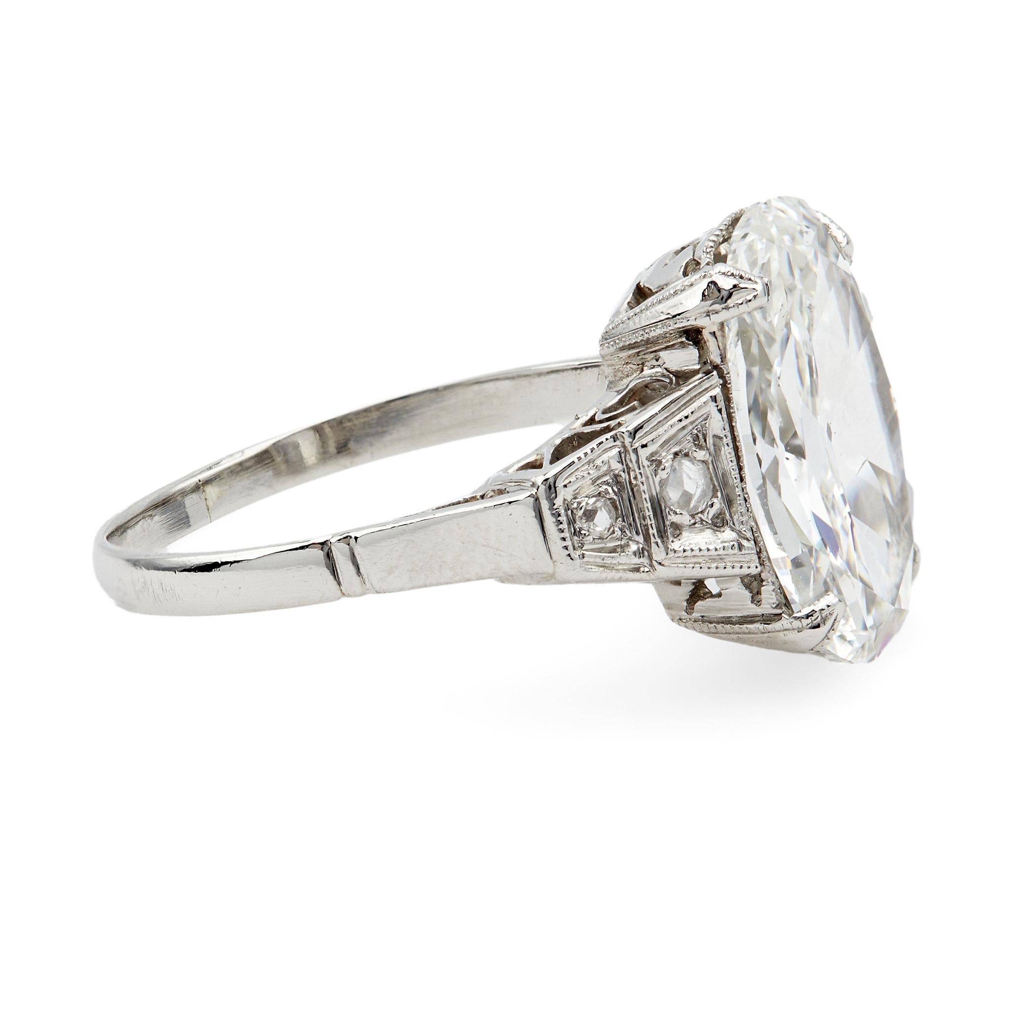 Art Deco GIA 3.00 Carat Oval Cut Diamond Platinum Ring 1