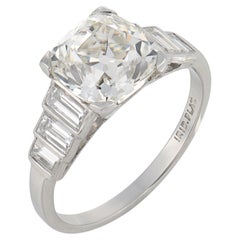 Art Deco GIA 3.02 carat old mine cut diamond platinum engagement ring