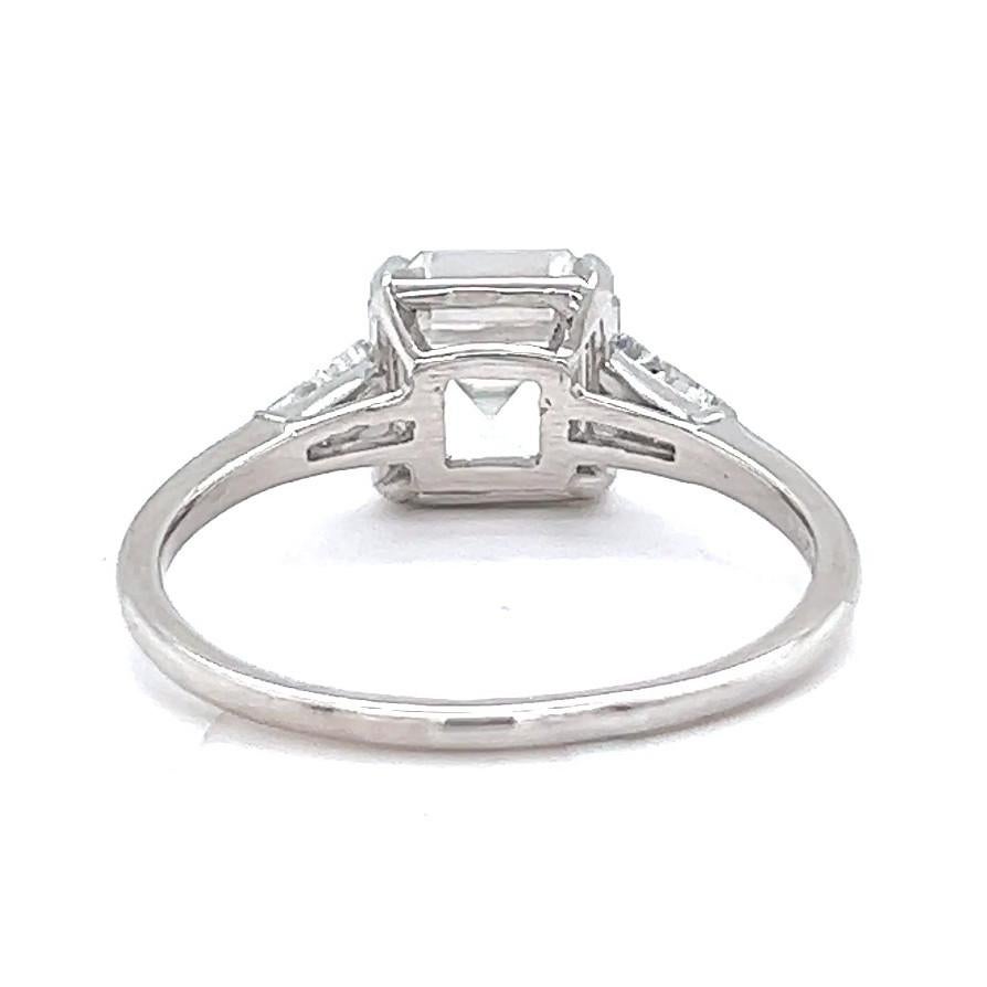 Art Deco GIA 3.02 Carats Asscher Cut Diamond Platinum Engagement Ring 2