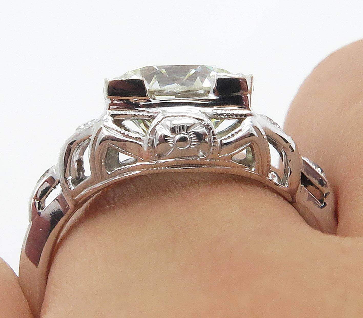 Art Deco GIA 3.05 Carat Old European Diamond Wedding Platinum Ring 9