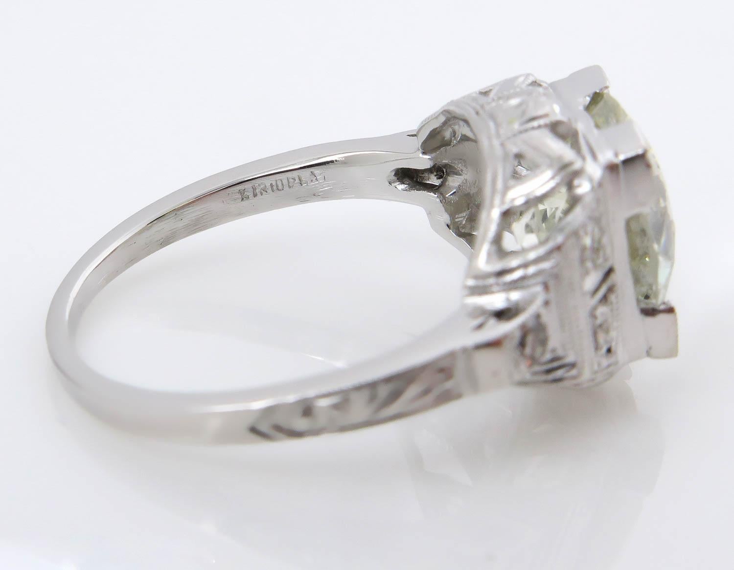 Art Deco GIA 3.05 Carat Old European Diamond Wedding Platinum Ring 1