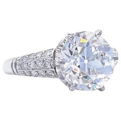 Art Deco GIA 3.06 Carat Old European Cut Diamond Platinum Engagement Ring