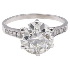 Art Deco GIA 3.06 Carat Old European Cut Diamond Platinum Ring