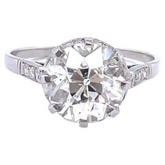 Vintage Art Deco GIA 3.10 Carat Old European Cut Diamond Platinum Engagement Ring
