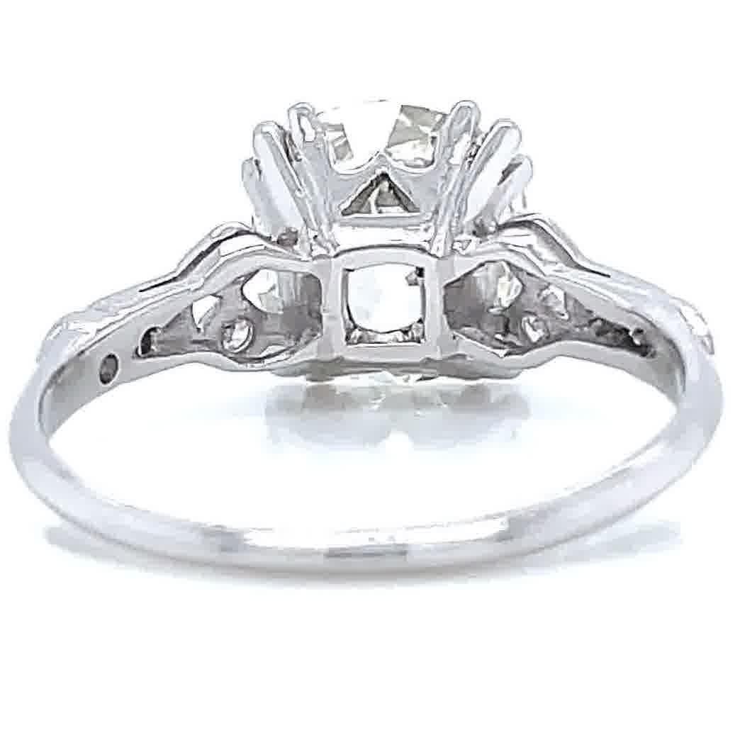 Art Deco GIA 3.11 Carat Antique Cushion Cut Diamond Platinum Engagement Ring 1