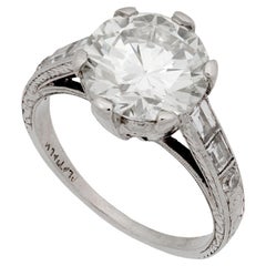 Art Deco GIA 3.11 carat diamond platinum engagement ring
