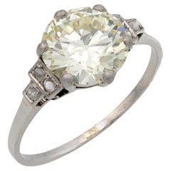Art Deco Verlobungsring, GIA 3.11 Karat Diamant Platin