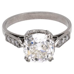 Art Deco GIA 3.14 Carat Old Mine Cut Diamond 18 Karat White Ring