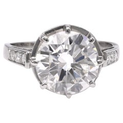Antique Art Deco GIA 3.25 Carat Diamond Platinum Engagement Ring