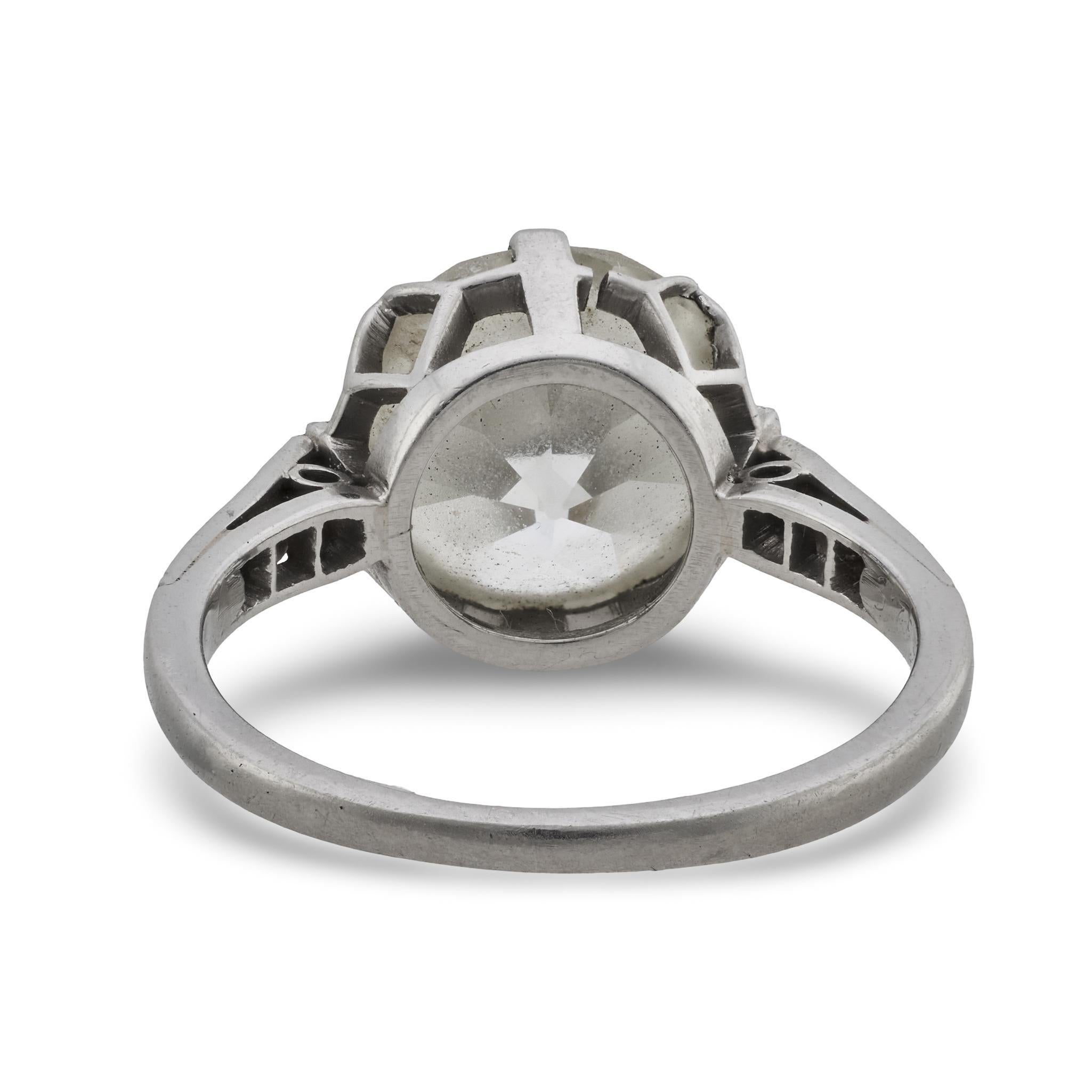 Donna Anello di fidanzamento in platino con diamante vecchio taglio europeo Art Deco GIA da 3.28 carati in vendita