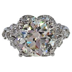 Art Deco GIA 3.34ctw Old EUROPEAN  Diamond Engagement Platinum Ring , Circa 1930