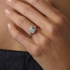 Art Deco GIA 3.51 carat Carré cut diamond platinum engagement ring