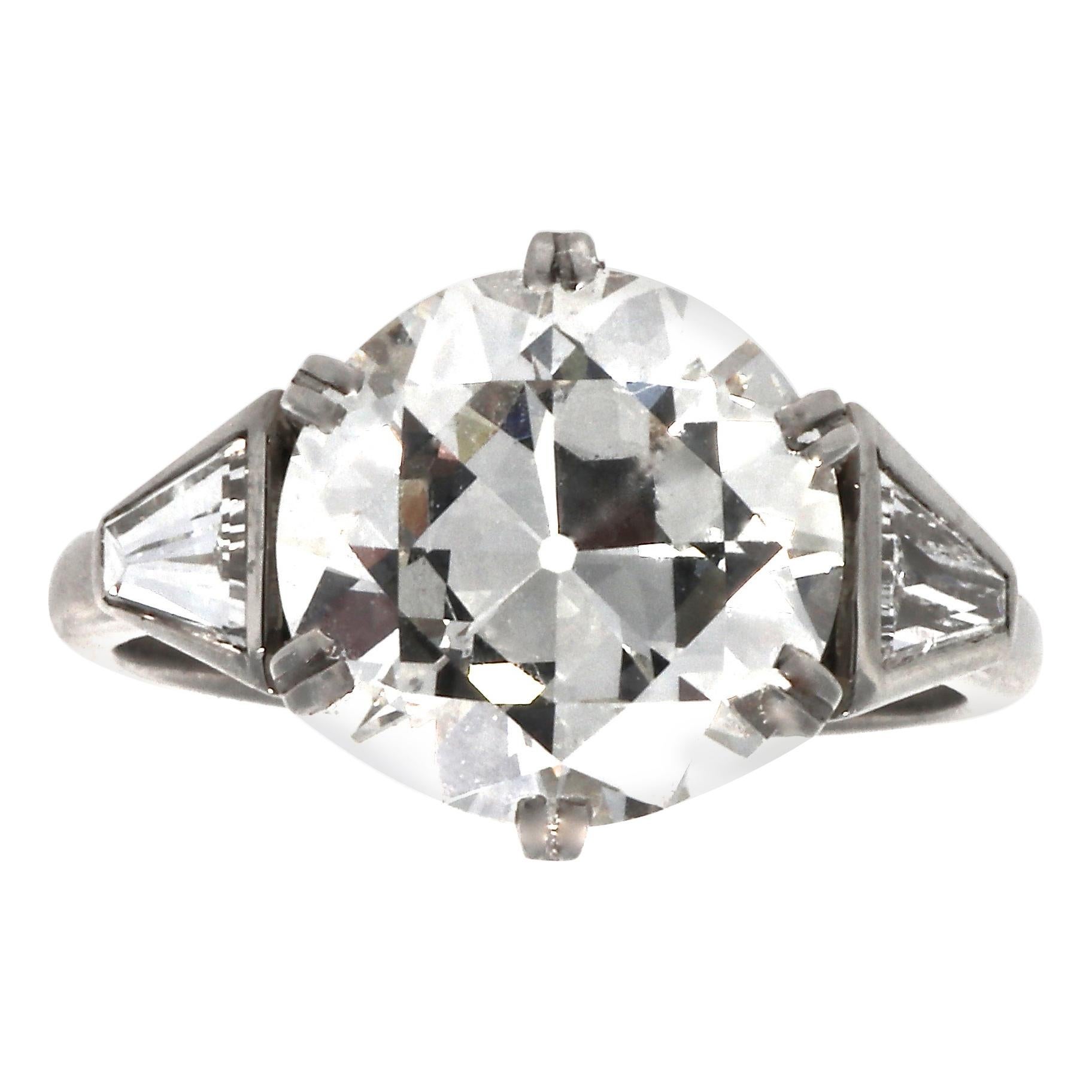 Art Deco GIA 3.52 Carat Diamond Platinum Ring