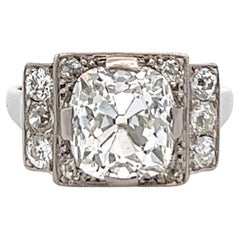 Art Deco GIA 3.56 Carats Old Mine Cut Diamond Platinum Ring