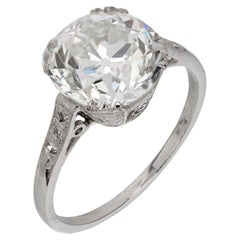 Art Deco GIA 3.60 carat old European cut diamond platinum engagement ring