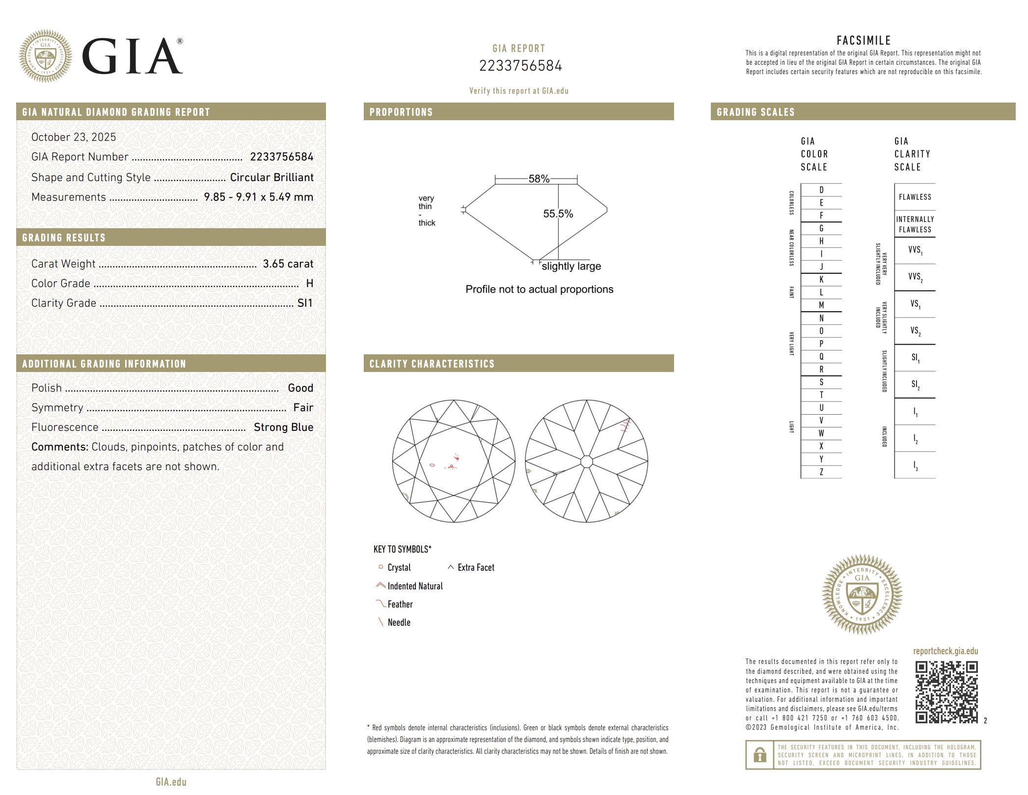 Bague de fiançailles Art déco en platine avec diamant taille européenne ancienne de 3.65 carats certifié GIA en vente 2