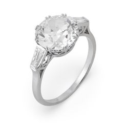Art Deco GIA 3.65 carat old European cut diamond platinum engagement ring