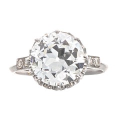 Antique Art Deco GIA 4.00 Carat Old European Cut Diamond Platinum Engagement Ring