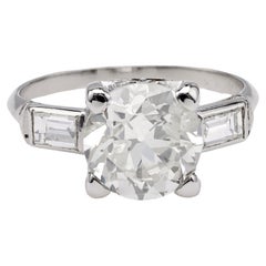 Art Deco GIA 4.03 Carat Transitional Cut Diamond Platinum Ring