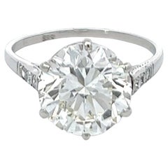 Art Deco GIA 4.09 Carat Round Brilliant Cut Diamond White Gold Engagement Ring Art Deco GIA 4.09 Carat Round Brilliant Cut Diamond White Gold Engagement Ring