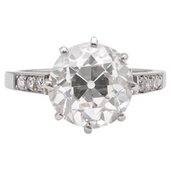 Art Deco GIA 4.28 Carat Old European Cut Diamond Platinum Ring