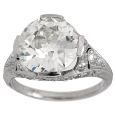 Art Deco GIA 4.53 carat old European cut diamond platinum engagement ring Art Deco GIA 4.53 carat old European cut diamond platinum engagement ring