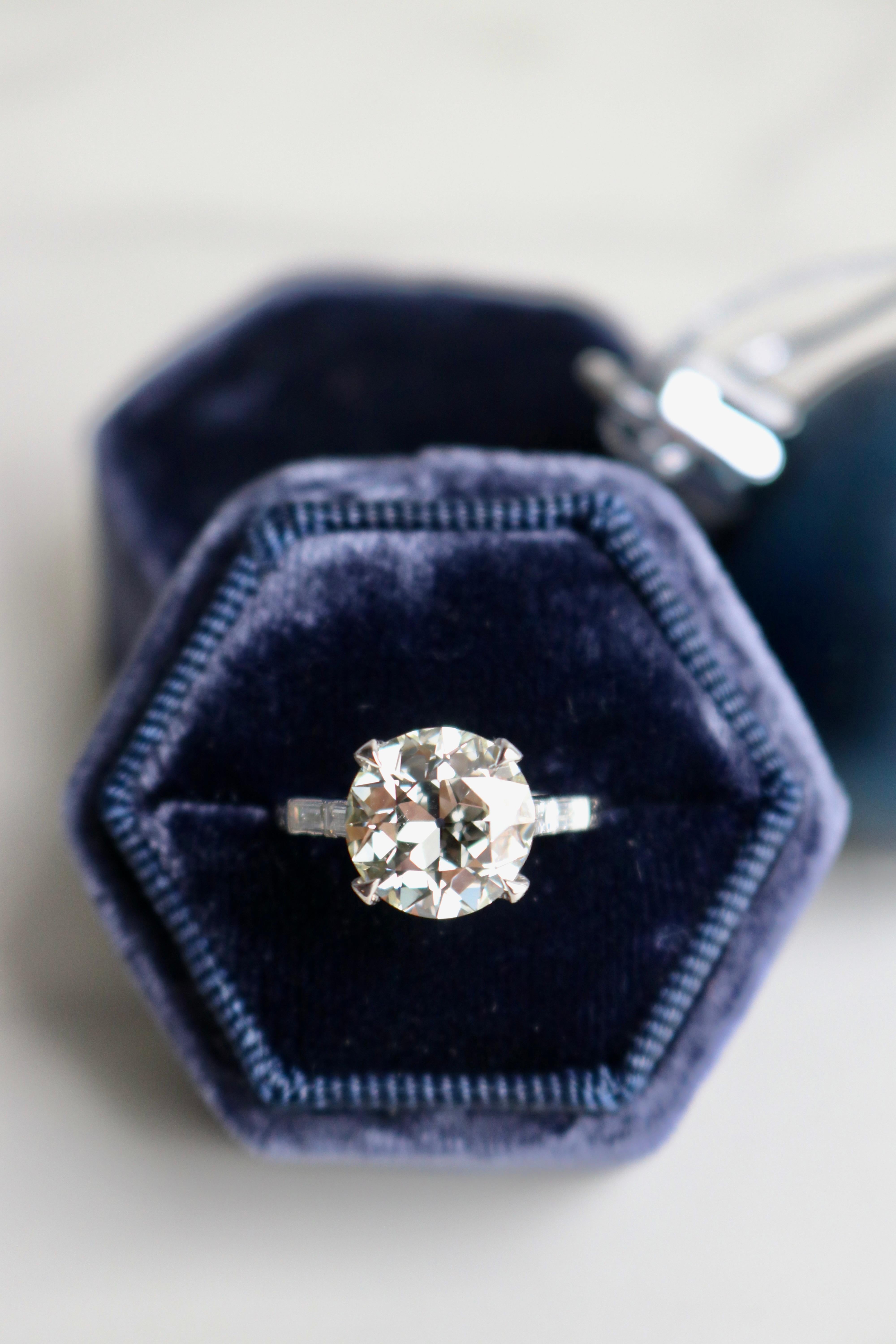 Platinring mit GIA 4.57 Karat Diamant im alteuropäischen Schliff im Art déco-Stil 1