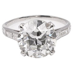 Platinring mit GIA 4.57 Karat Diamant im alteuropäischen Schliff im Art déco-Stil