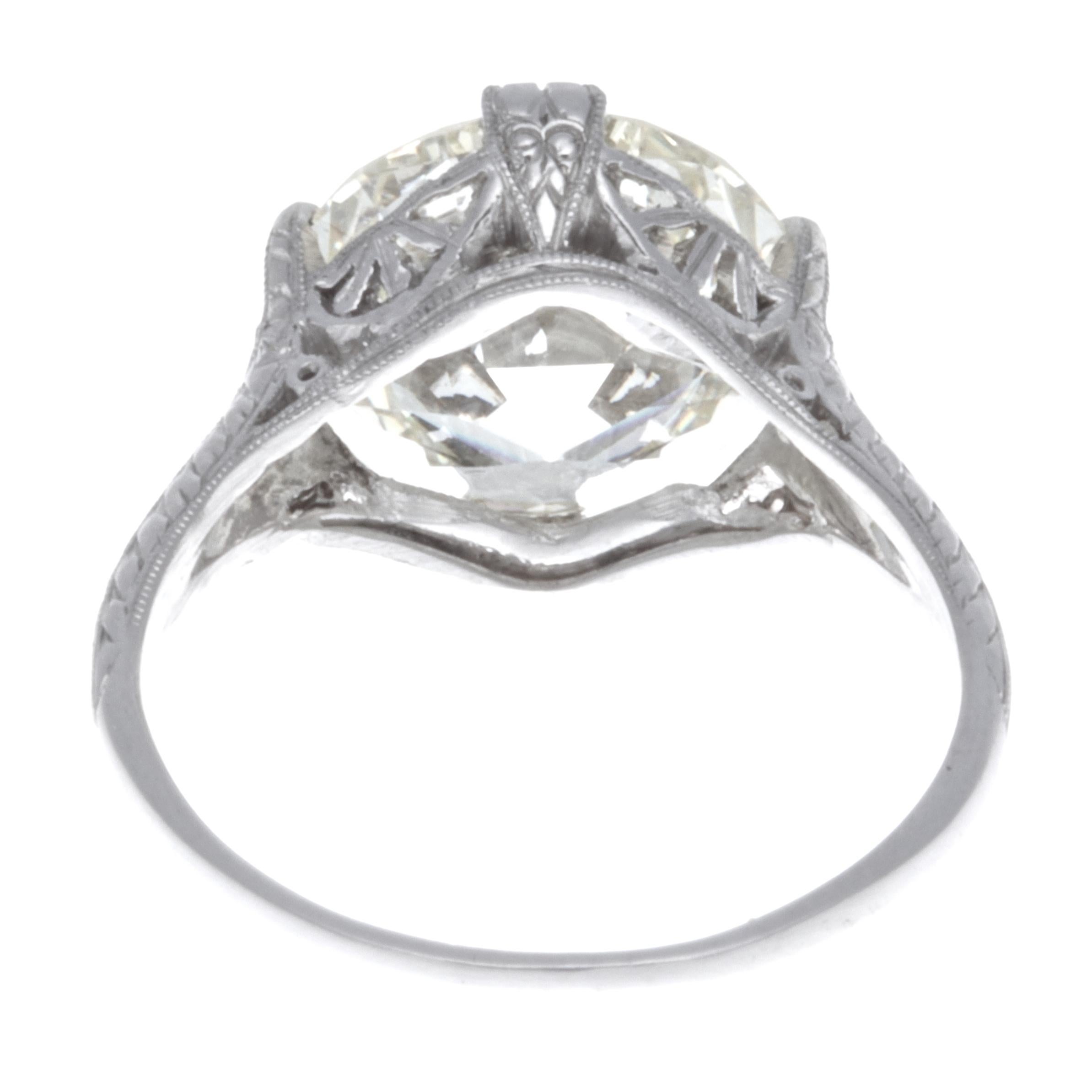 Women's Art Deco GIA 4.59 Old European Cut Diamond Platinum Engagement Ring