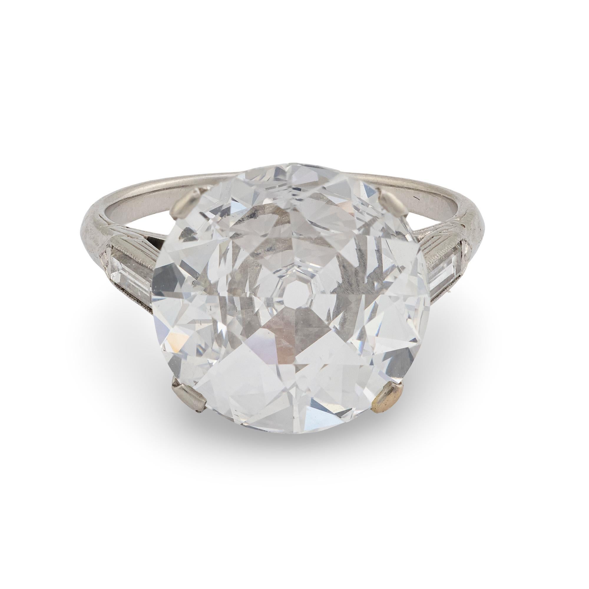 Old European Cut Art Deco GIA 4.60 carat diamond platinum engagement ring For Sale