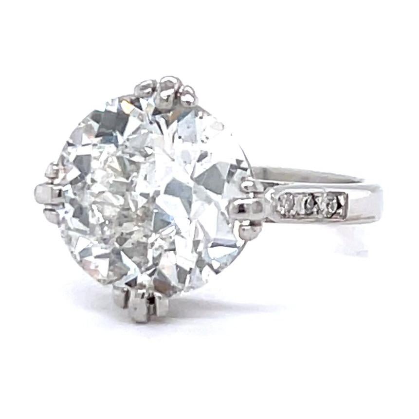 Women's or Men's Art Deco GIA 4.75 Carat Old European Cut Diamond Platinum Engagement Ring