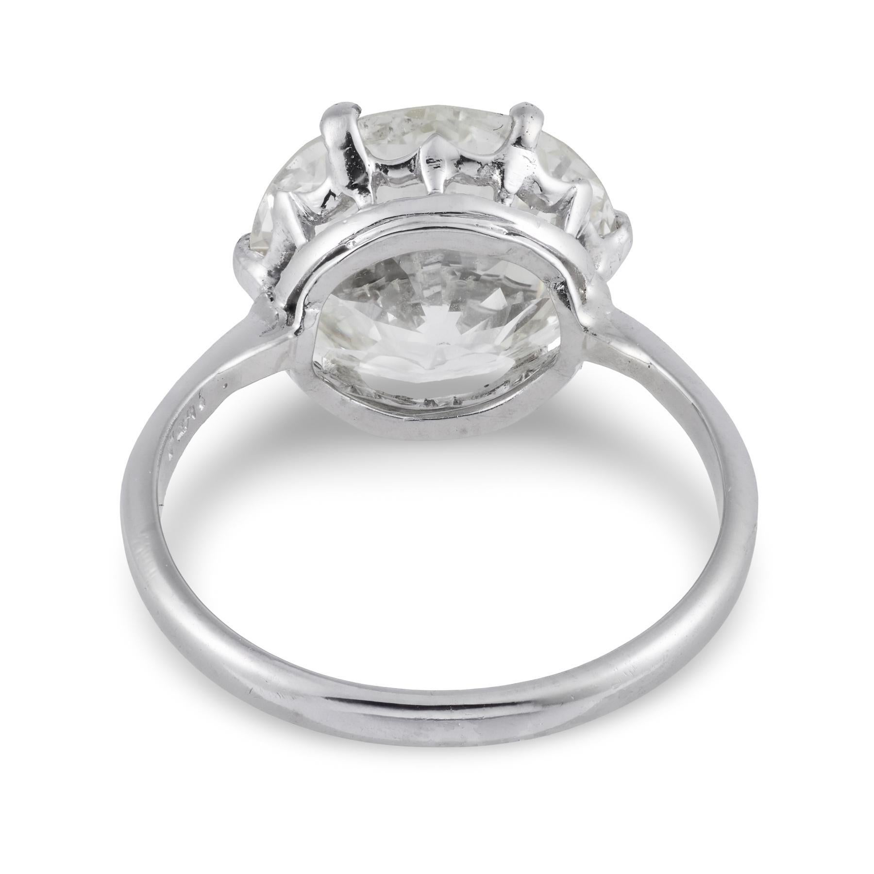 Bague de fiançailles Art déco en platine avec diamant taille européenne ancienne de 4.93 carats certifié GIA en vente 2