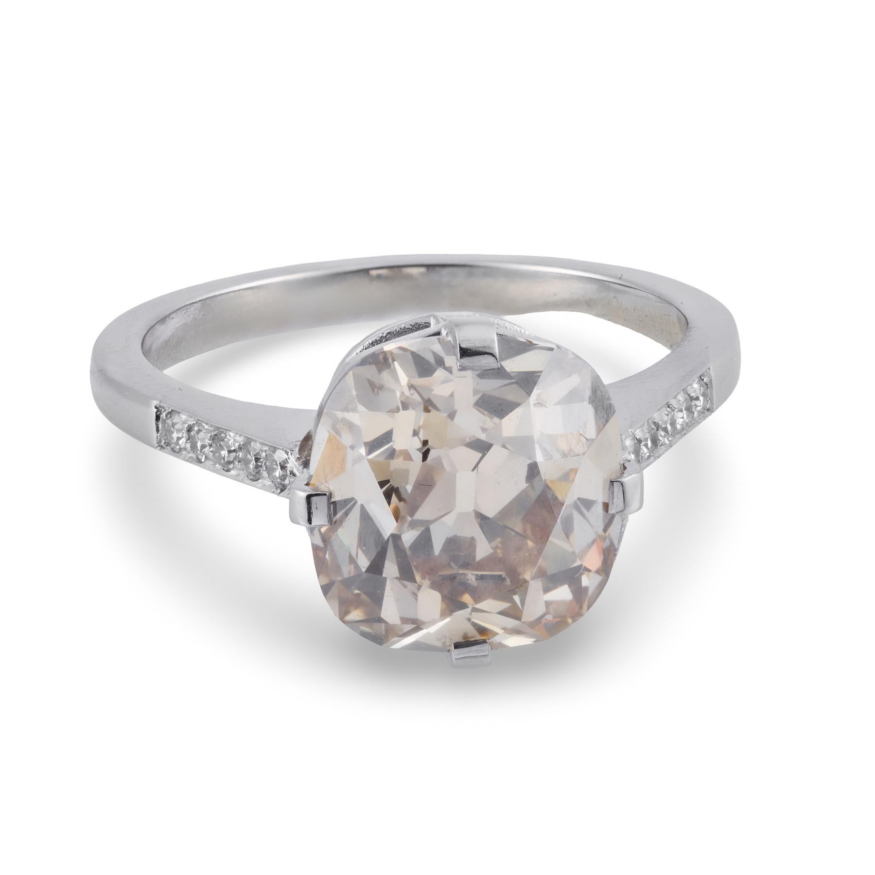 Art Déco GIA 5,00 quilates de diamante talla antigua en platino Art Decó en venta