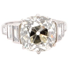 Art Deco GIA 5.42 Carat Old Mine Brilliant Cut Diamond Platinum Ring Art Deco GIA 5.42 Carat Old Mine Brilliant Cut Diamond Platinum Ring